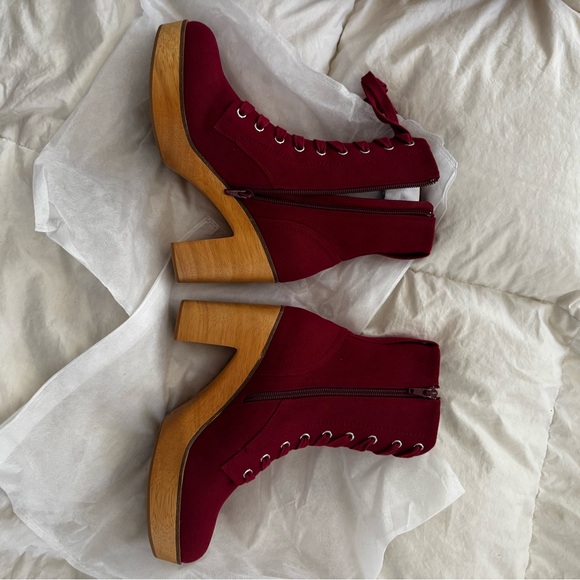 Brand new! Women's Burgundy Lace-Up Boots, Charlotte Stone - Picture 4 of 4